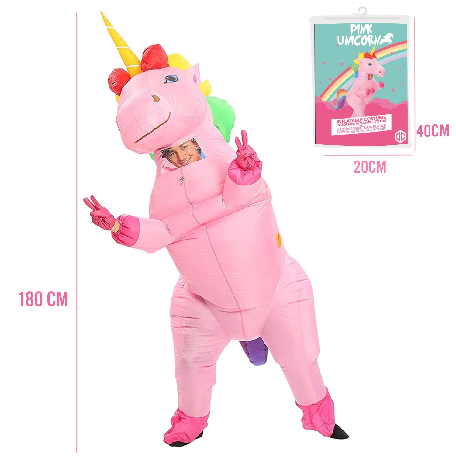 Costume Gonflable Adulte – Licorne Rose