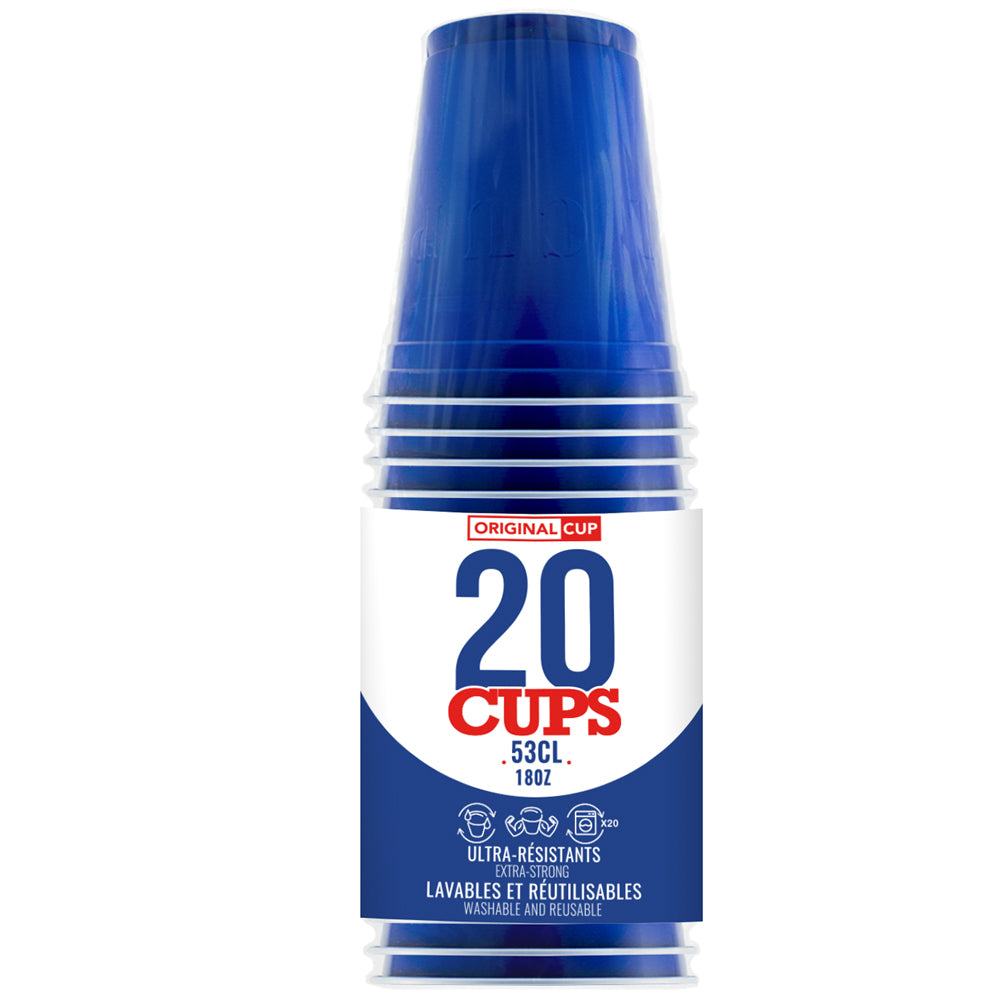20 Gobelets en Plastique Bleus Réutilisables 53 cl