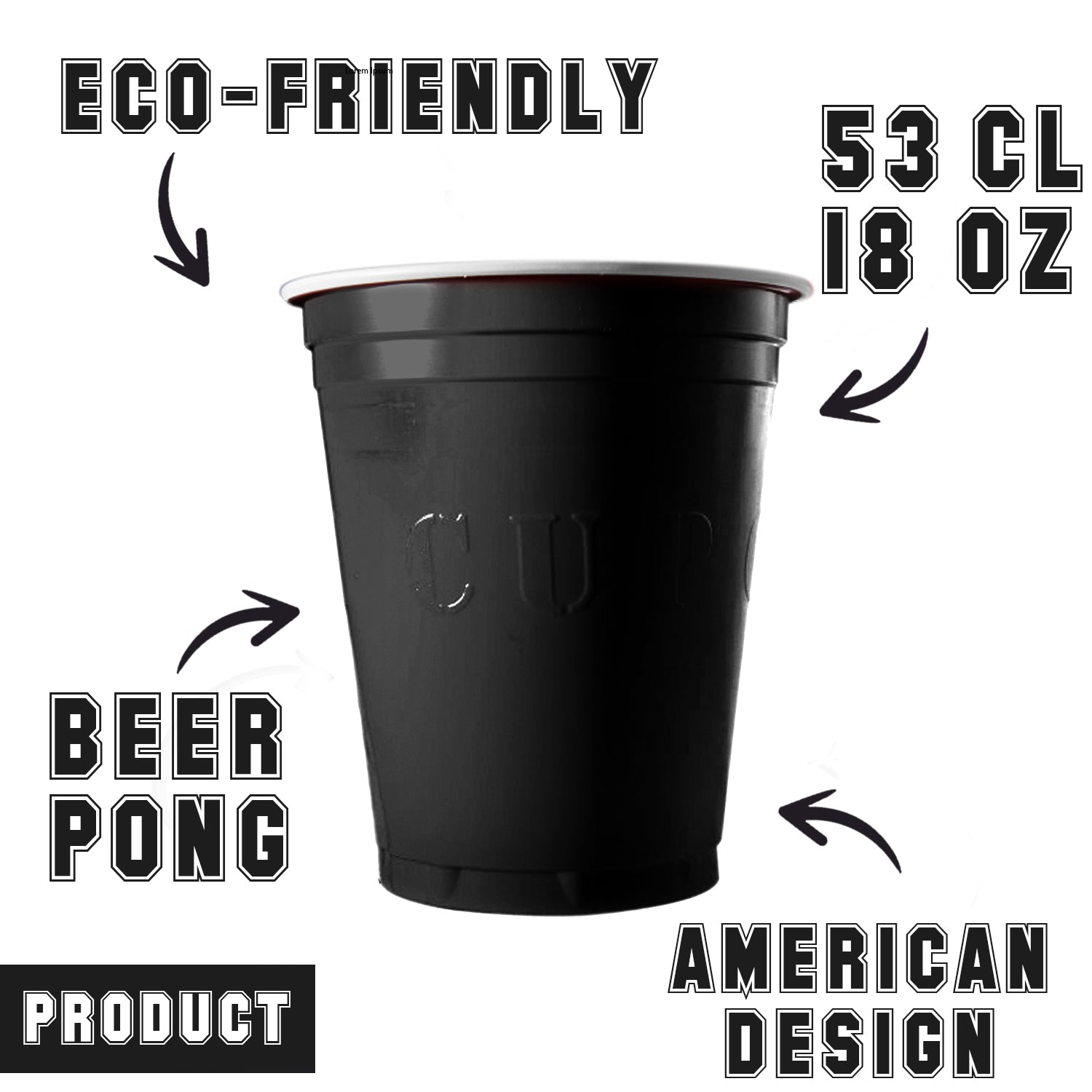 20 Gobelets Noirs 53cl