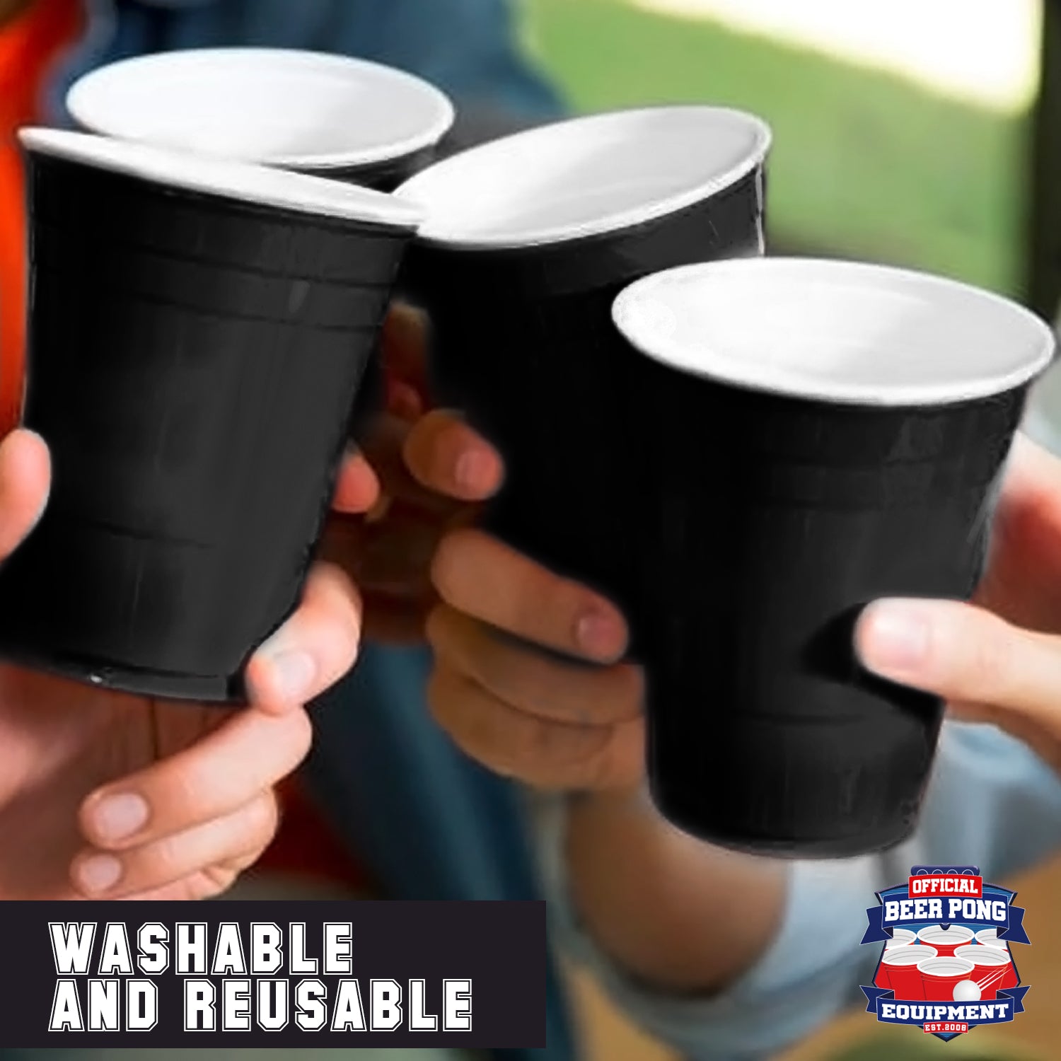 20 Gobelets en Plastique Noirs Réutilisables 53 cl