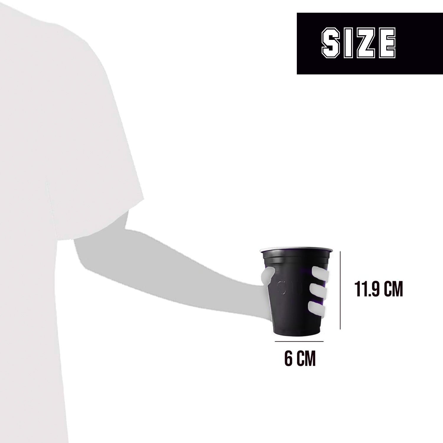 20 Gobelets en Plastique Noirs Réutilisables 53 cl