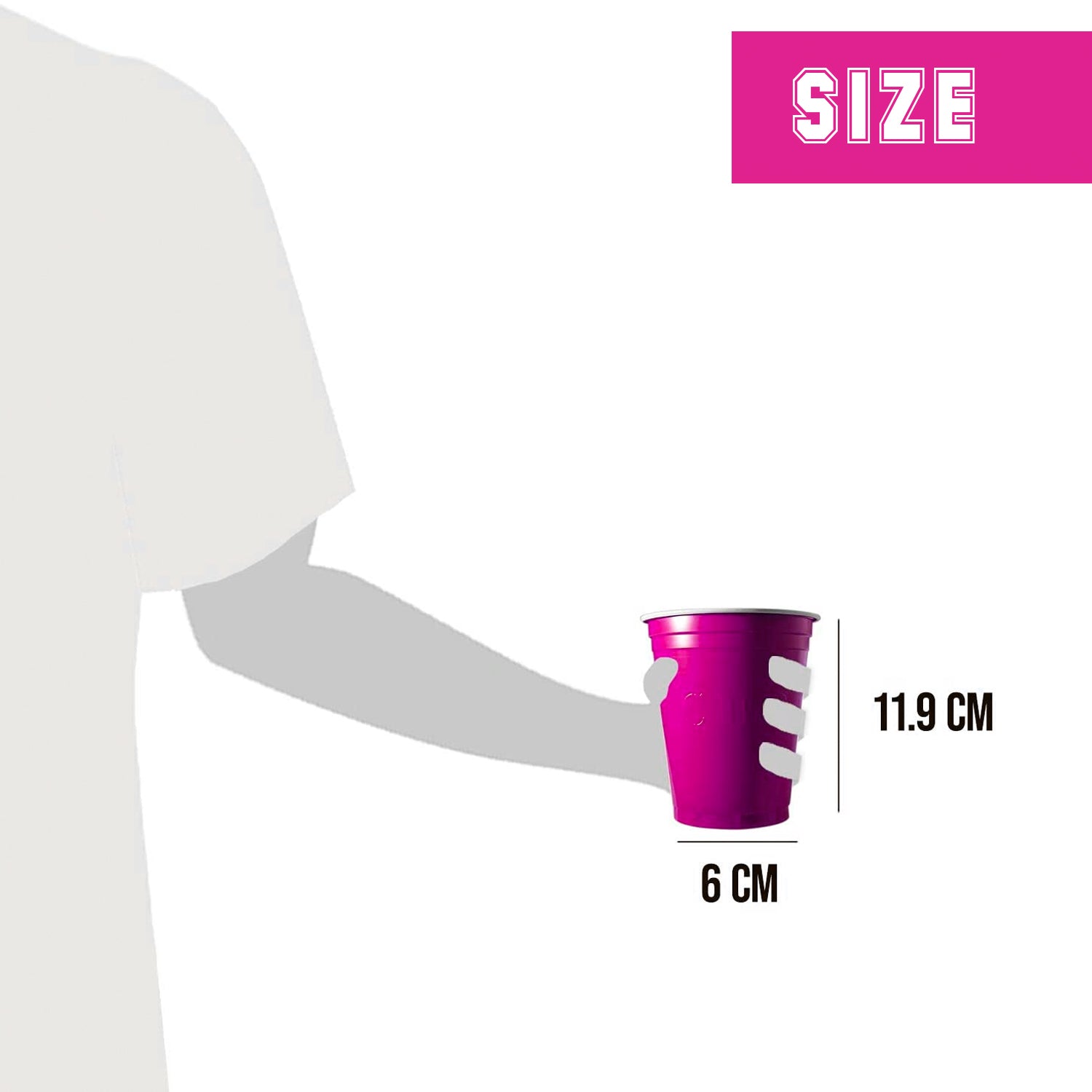 20 Gobelets en Plastique Roses Réutilisables 53 cl