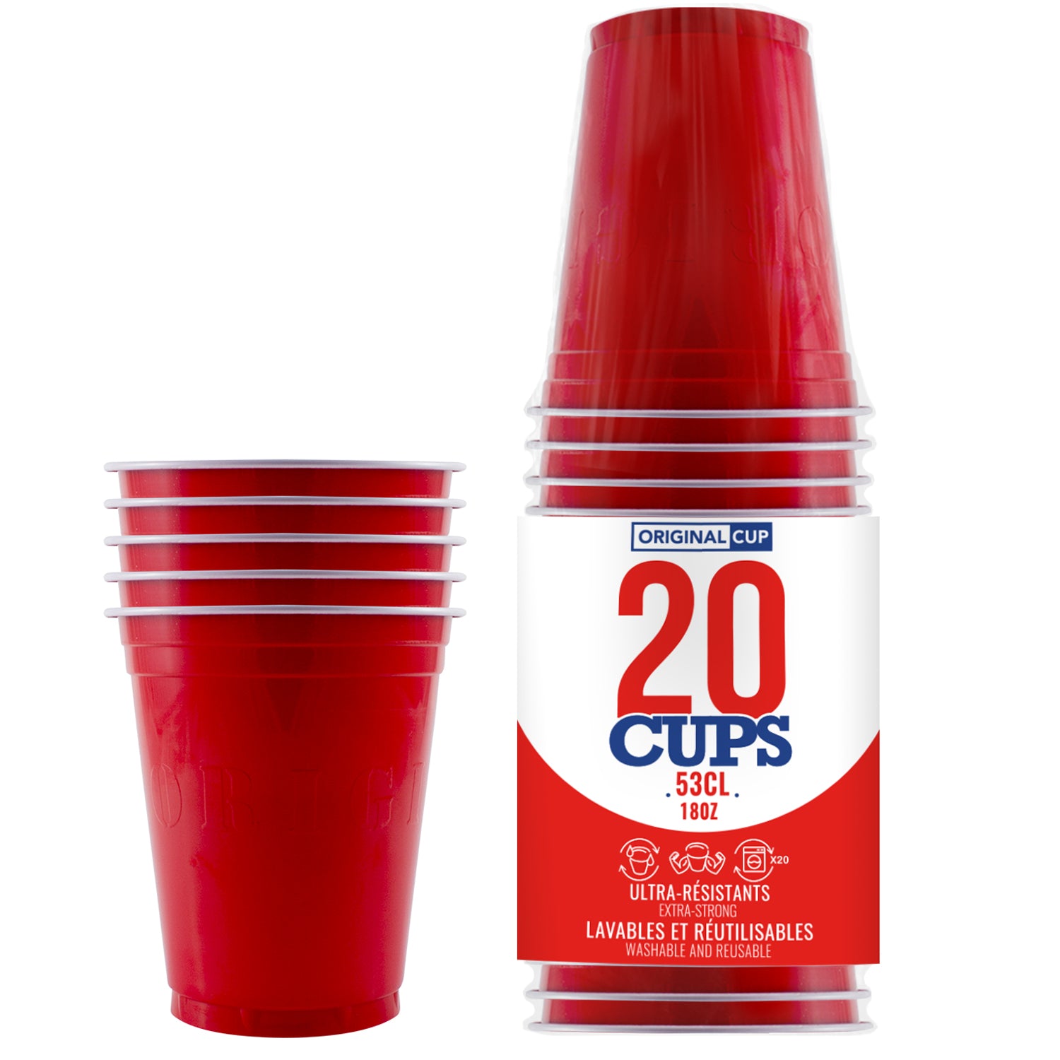 20 Gobelets Rouges 53cl