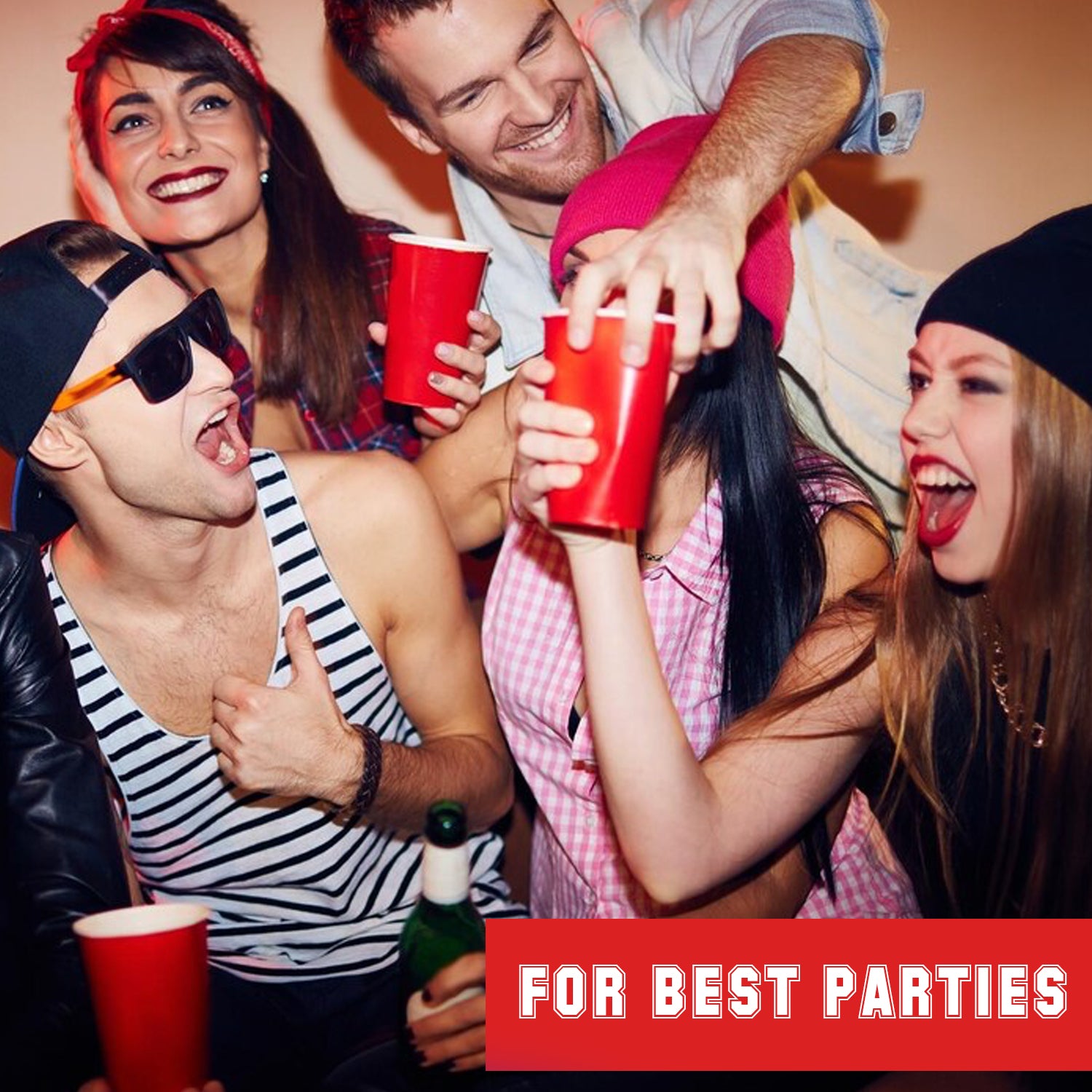 20 Gobelets en Plastique Rouges Réutilisables 53 cl