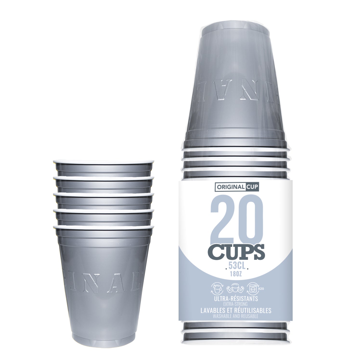 20 Gobelets Argent 53cl