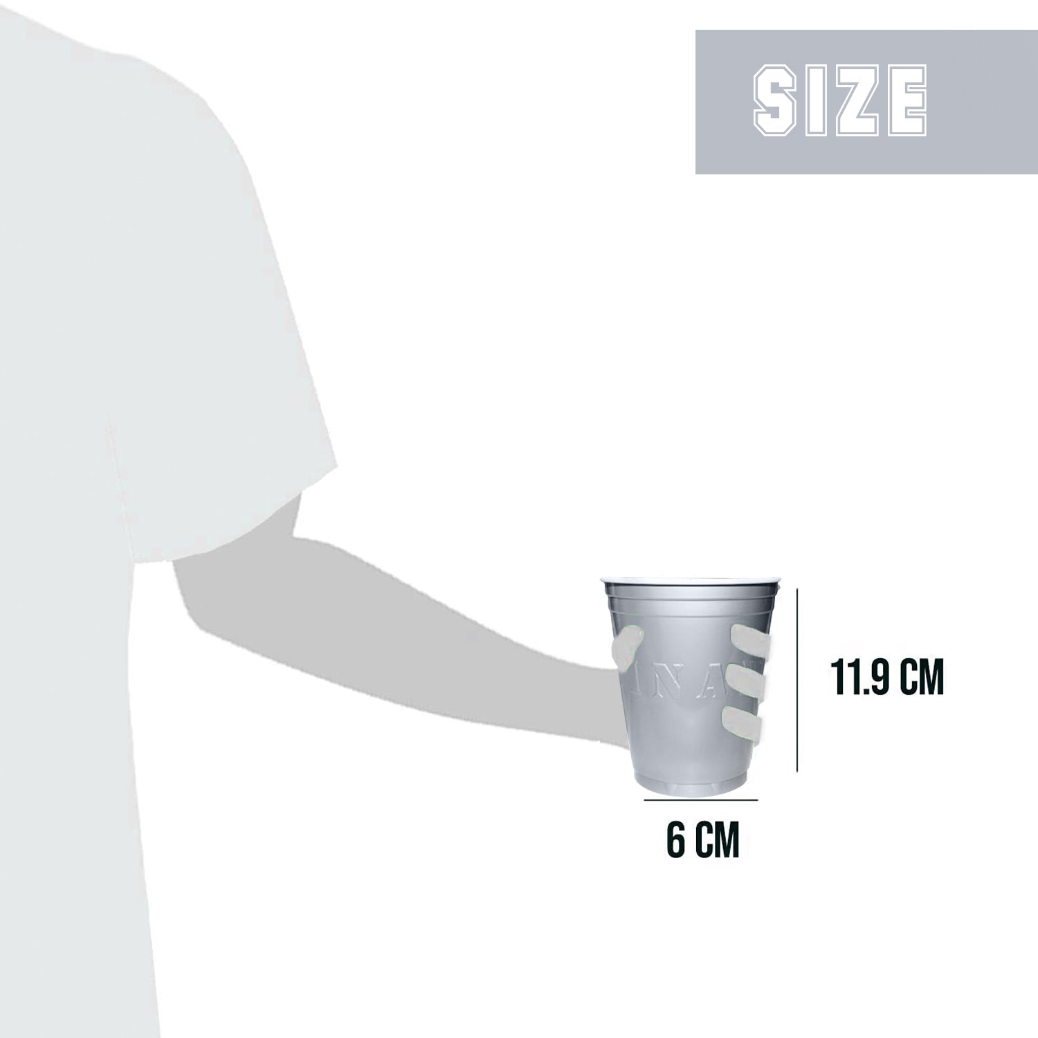 20 Gobelets en Plastique Argentés Réutilisables 53 cl