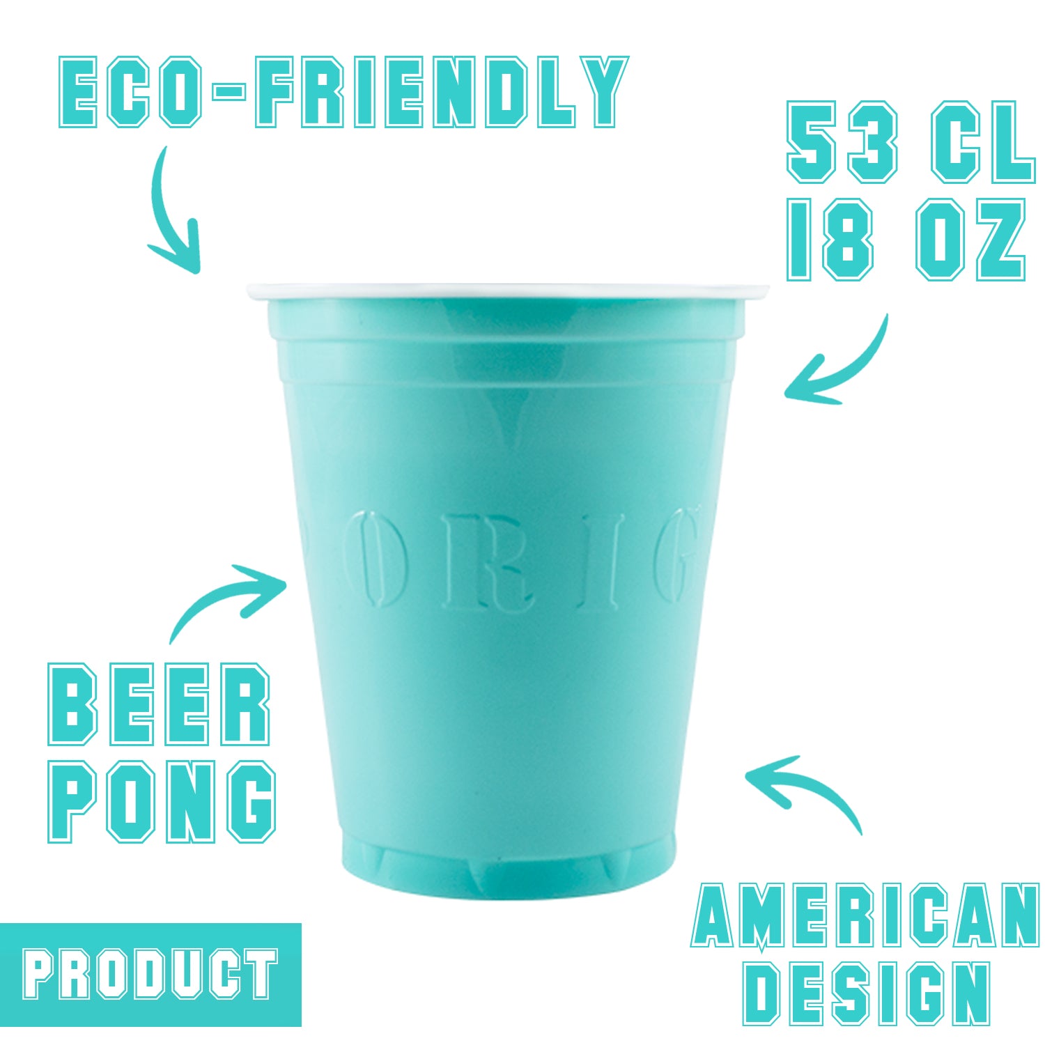 20 Gobelets Turquoises 53cl