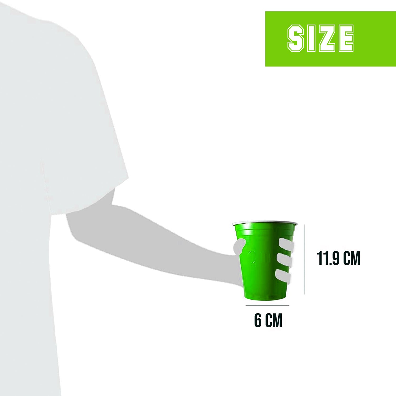 20 Gobelets Verts Fluo 53cl