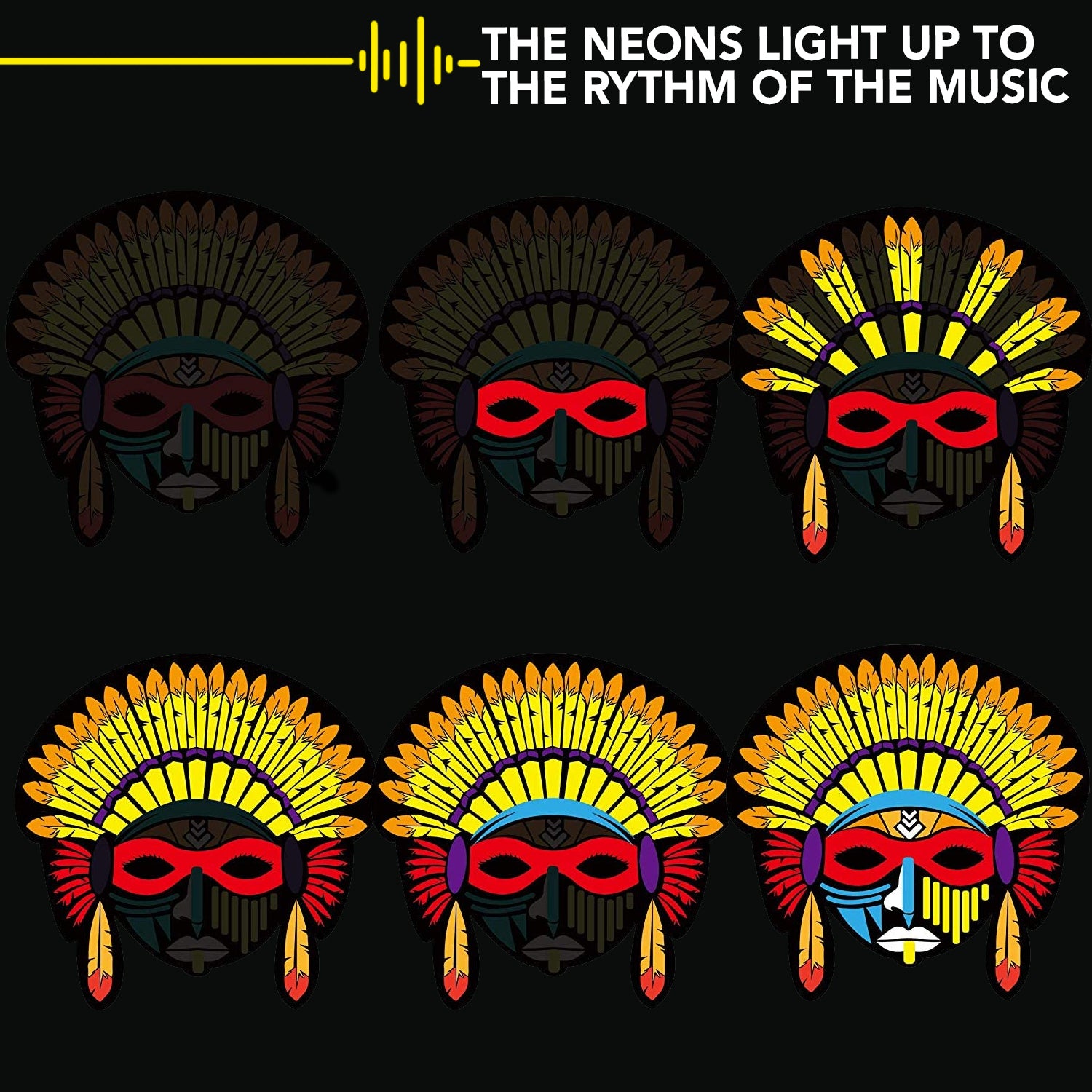 Masque LED Réactif à la Musique – Indien