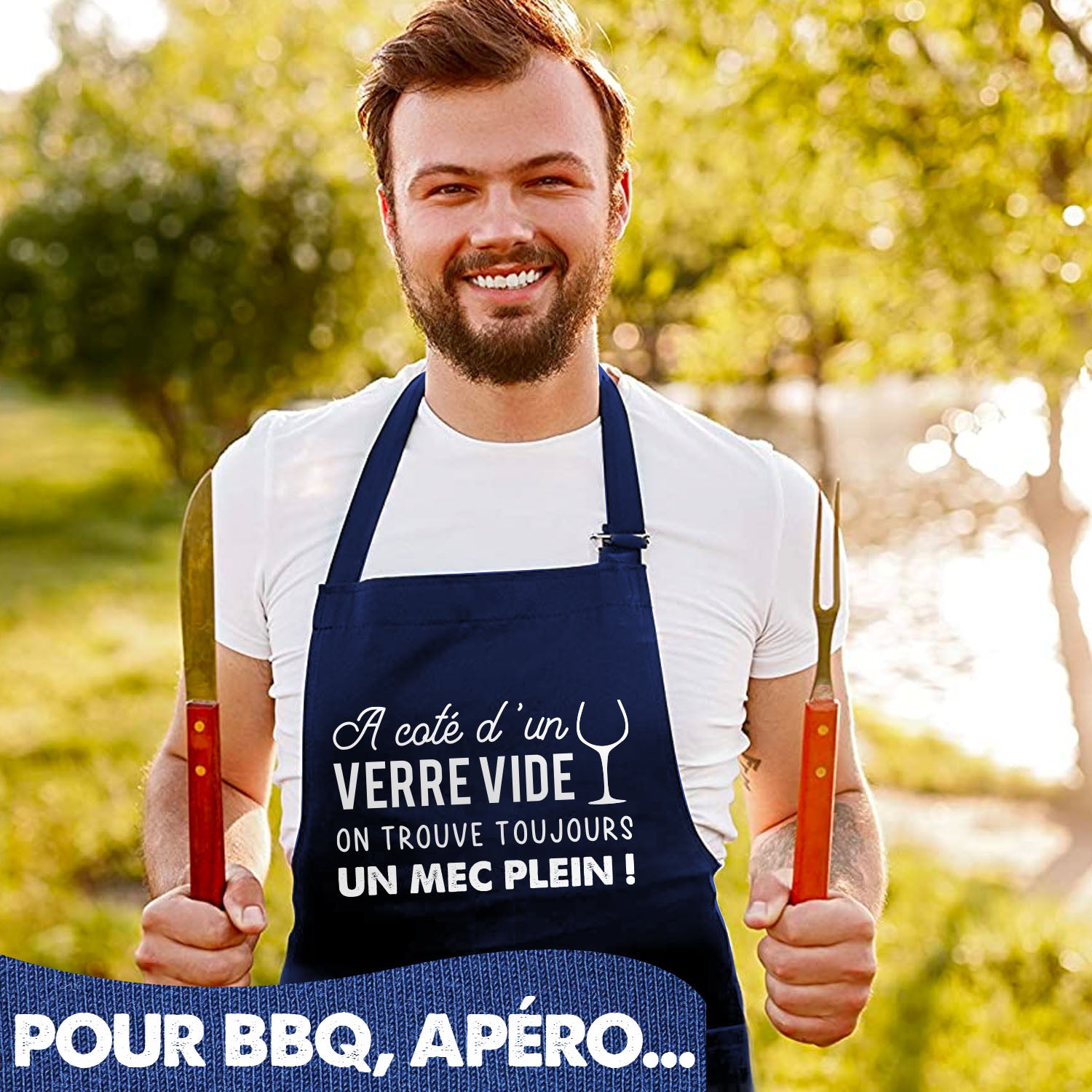 Tablier de Cuisine Humoristique - A côté d'un verre vide