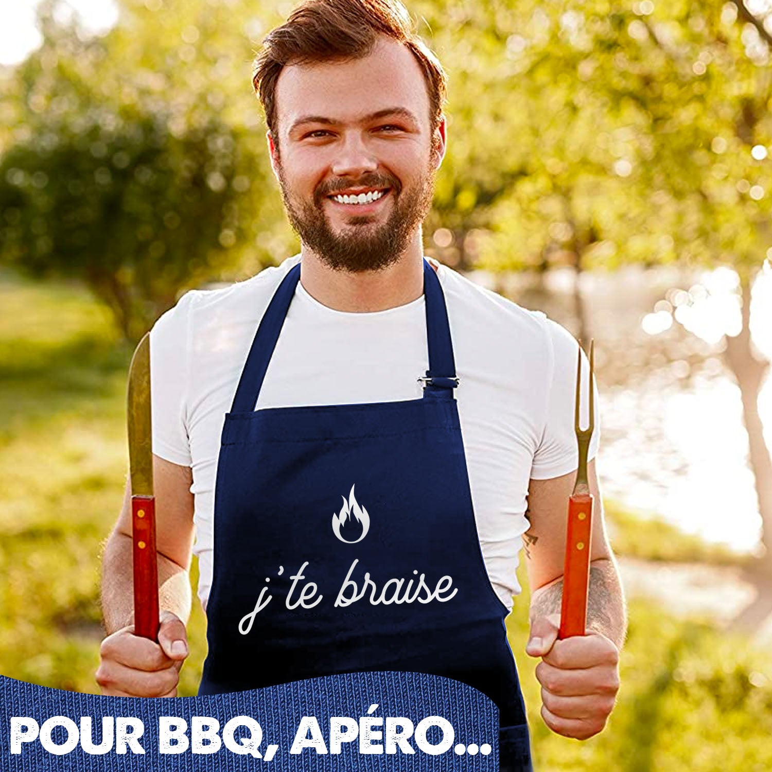 Tablier de Cuisine Humoristique - J'te braise