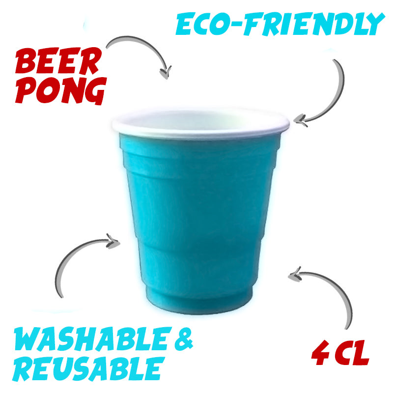 100 Shooters en Plastique Rouges & Bleus Réutilisables 4cl