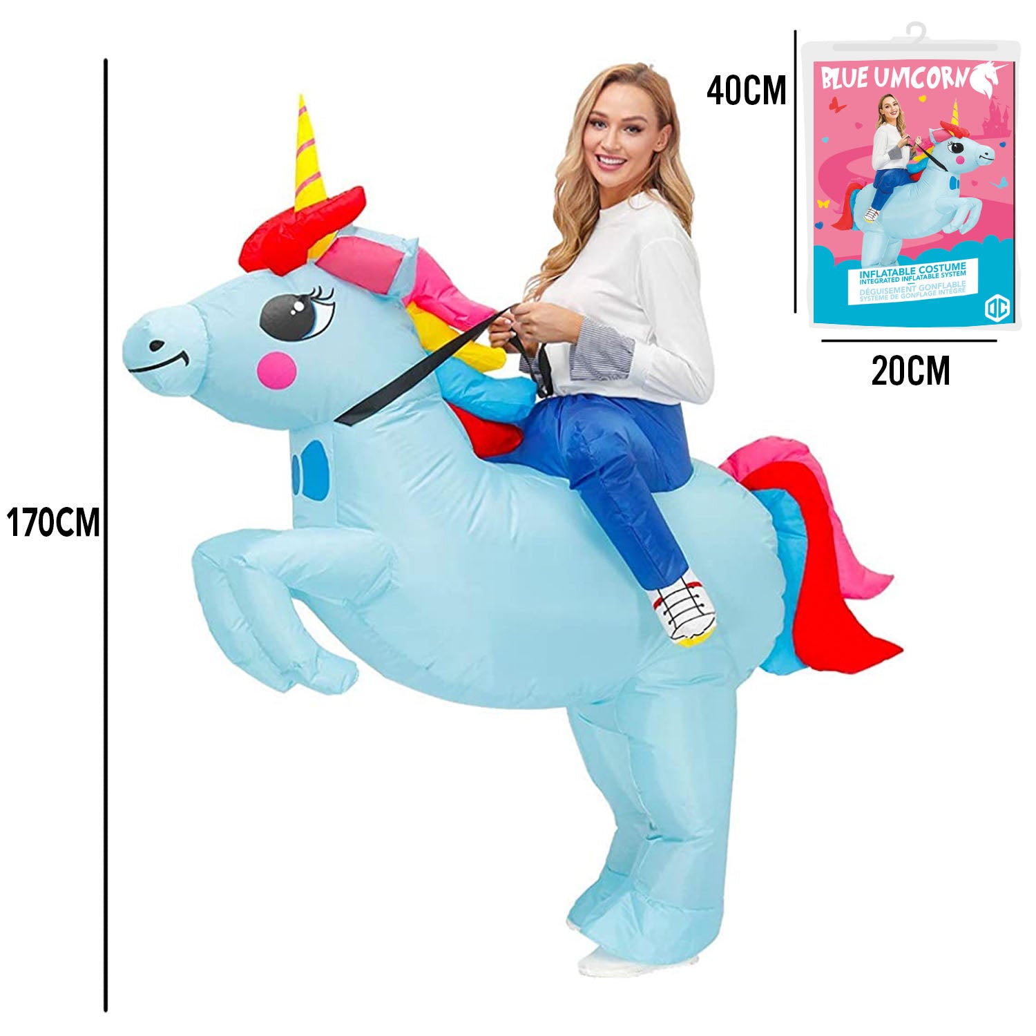 Costume Gonflable Adulte – Licorne Bleue