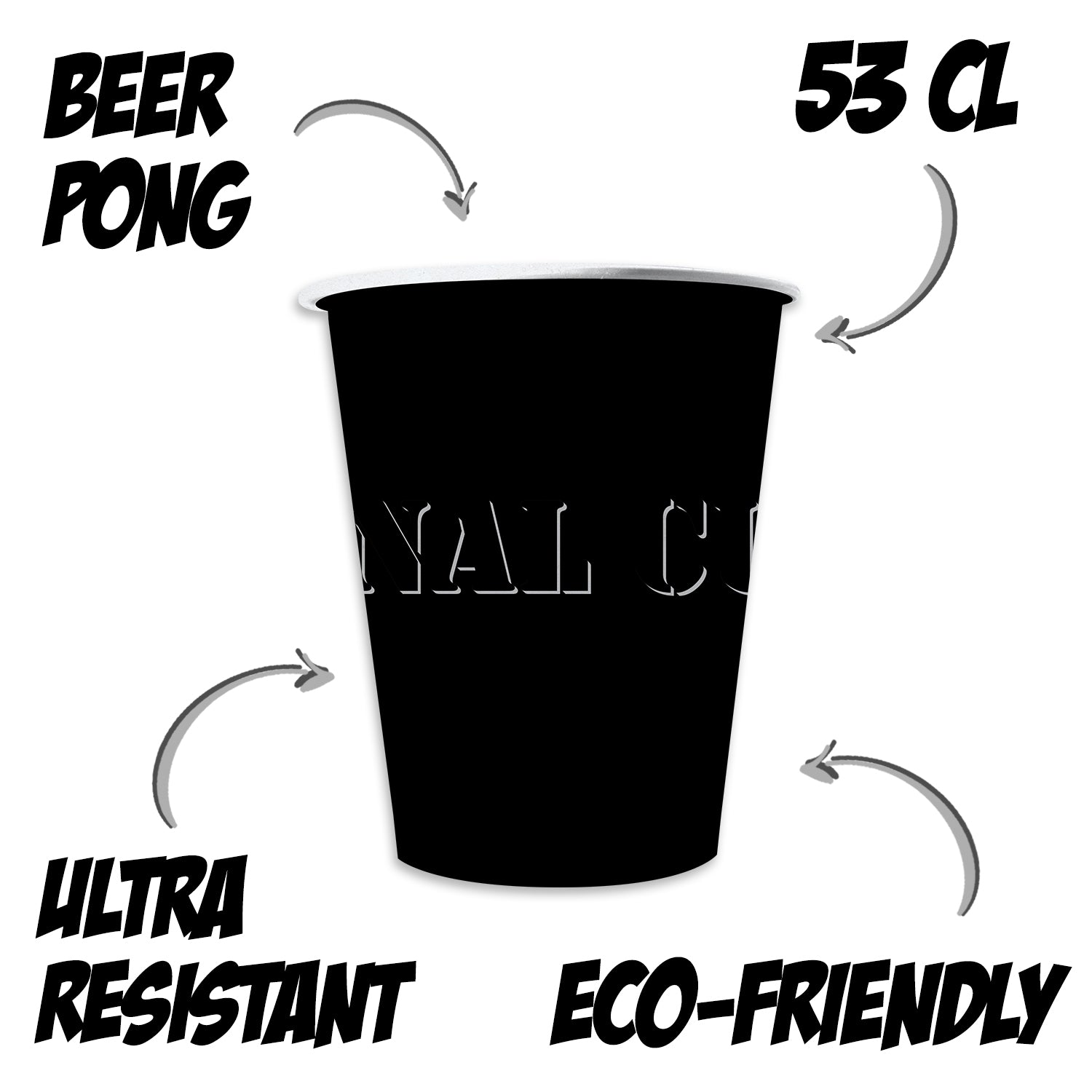 20 Paper Cups Noirs 53cl