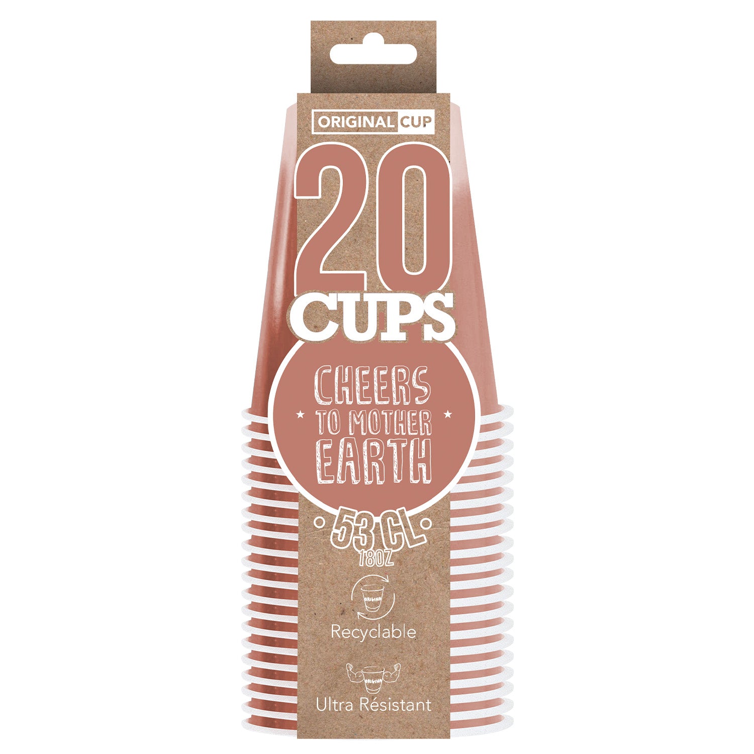20 Paper Cups Roses Dorés 53cl