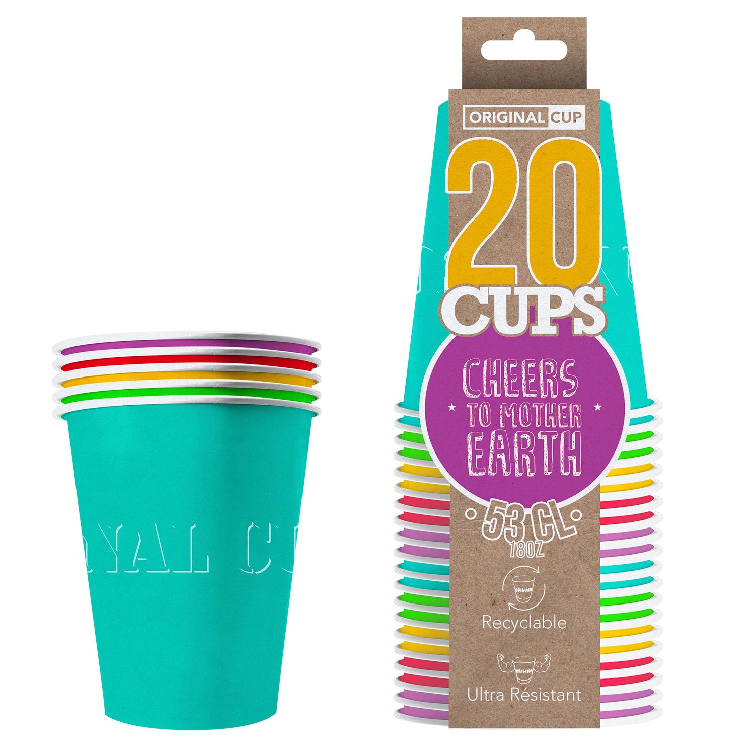 20 Paper Cups Summer 53cl