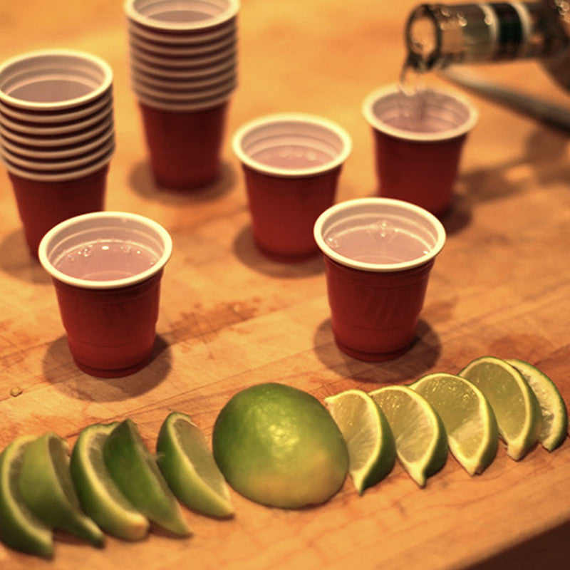 100 Shooters en Plastique Rouges Réutilisables 4cl
