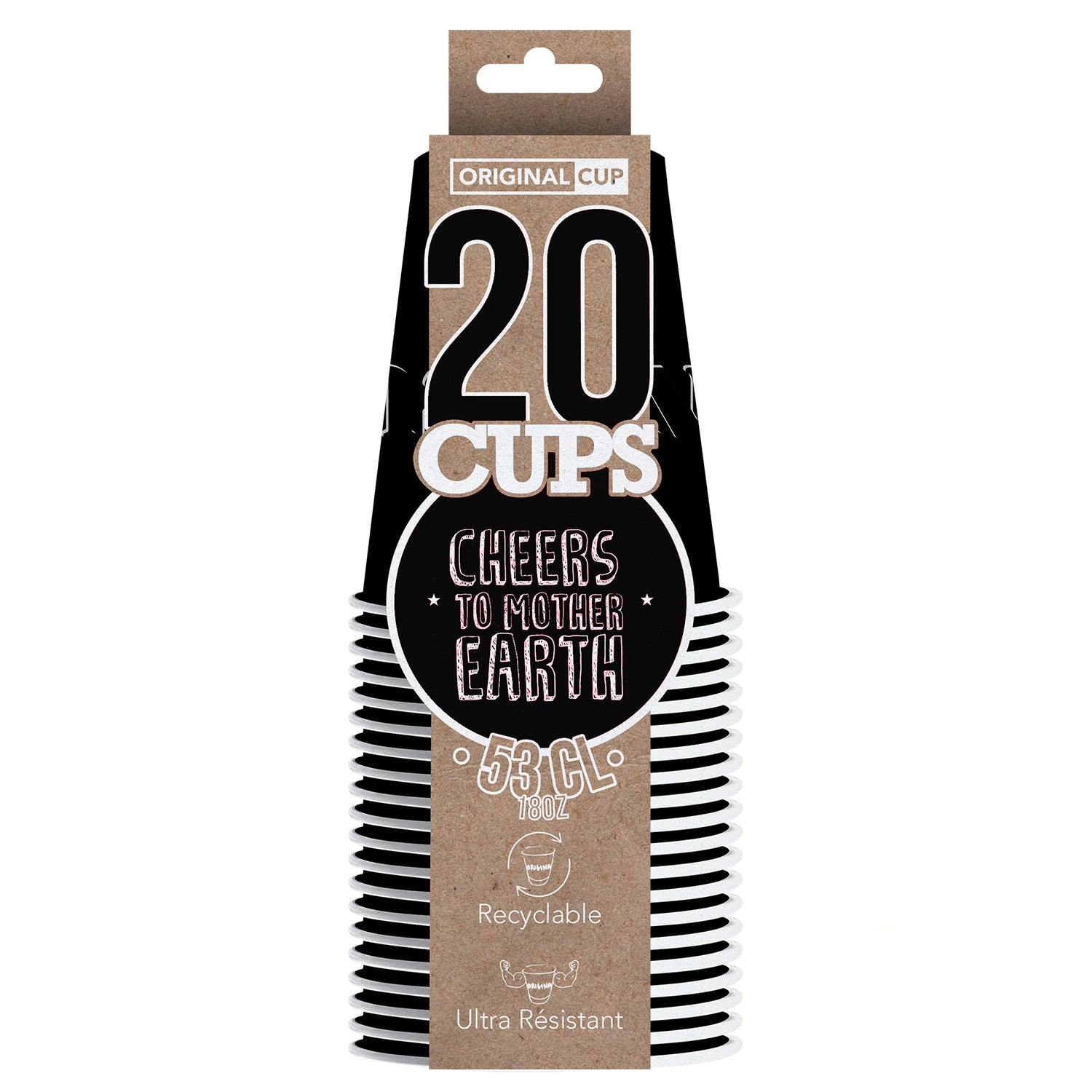 20 Paper Cups Noirs 53cl