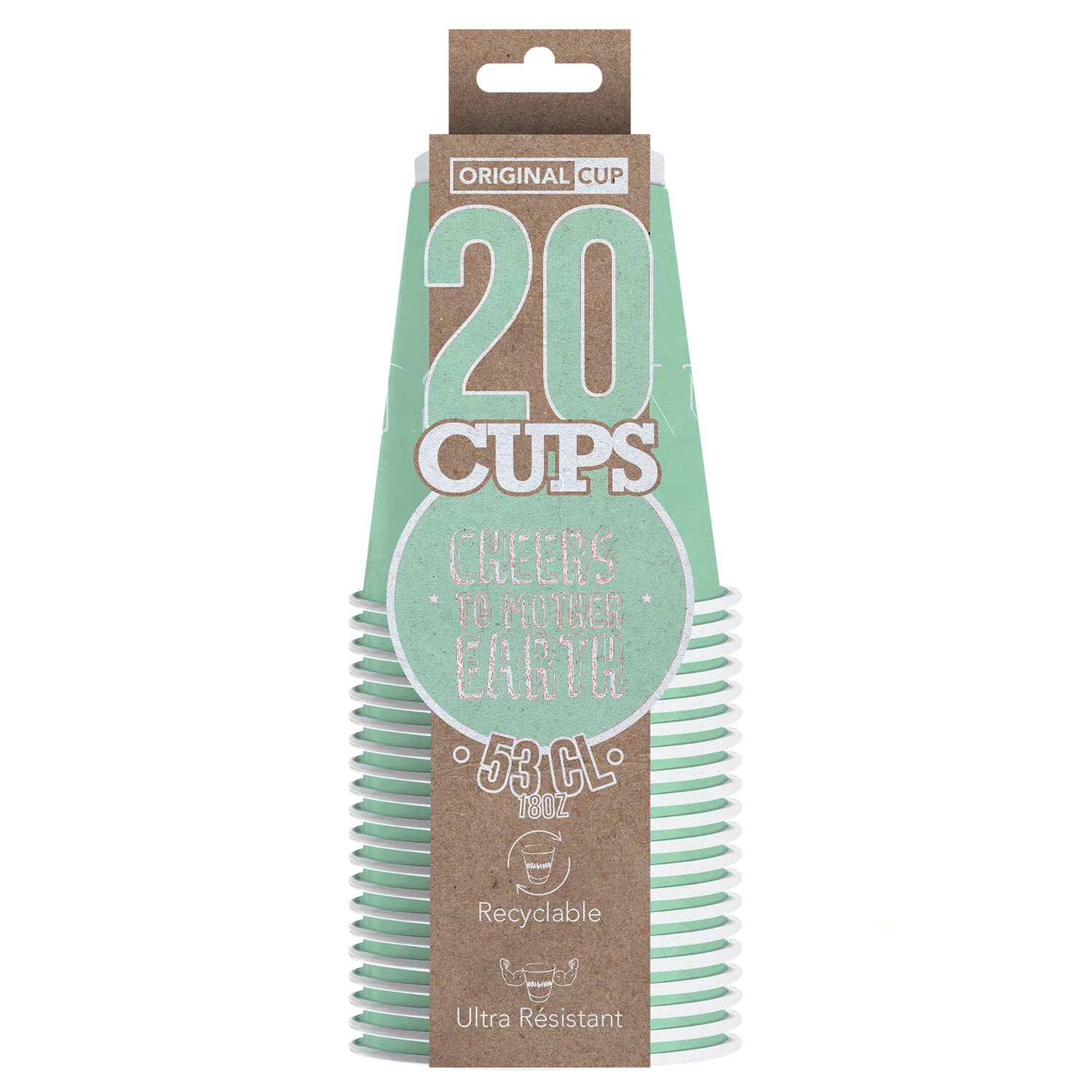 20 Paper Cups Green Pastel 53cl