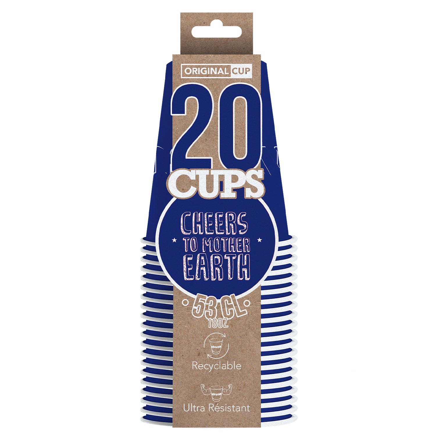 20 Gobelets en Carton Bleus 53cl