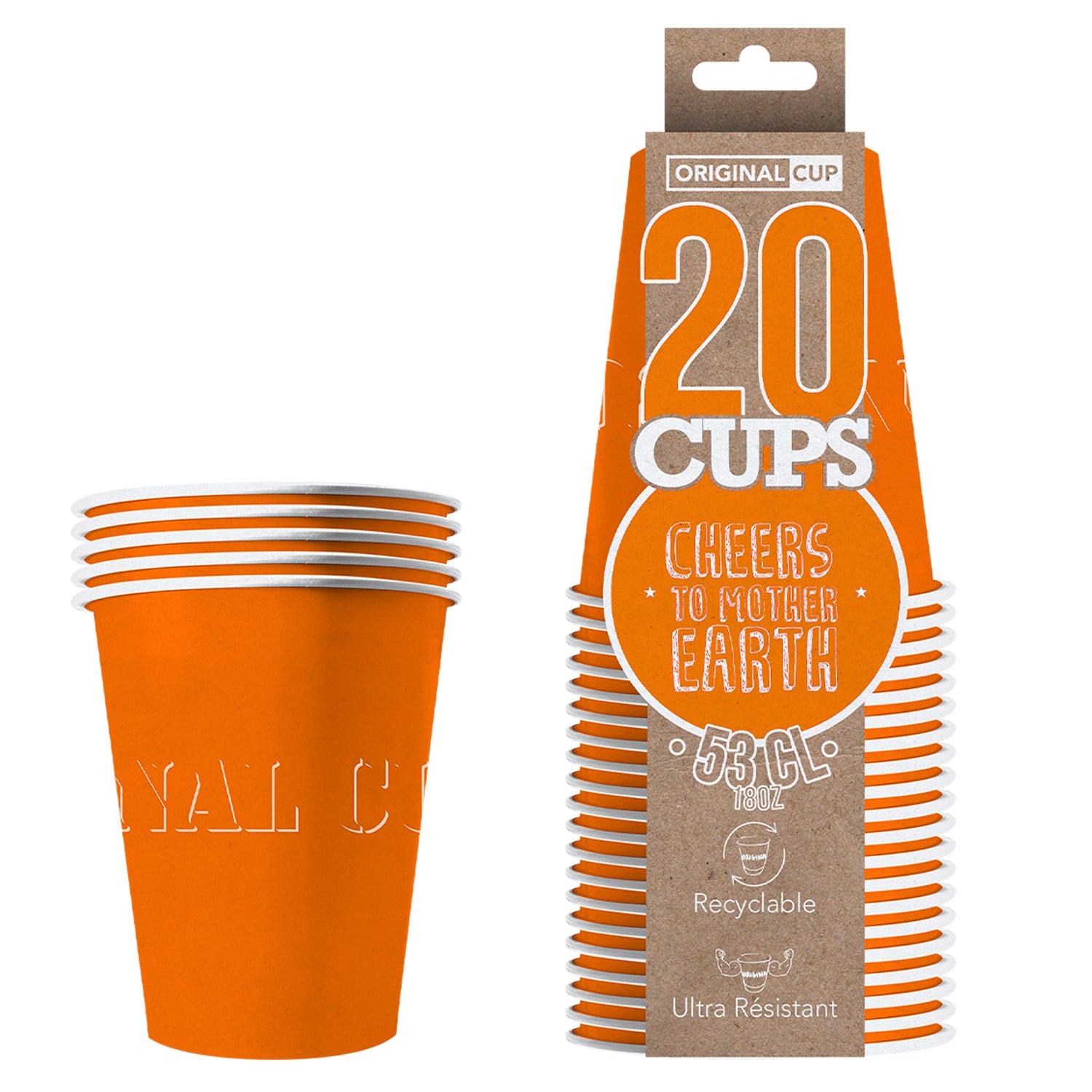 20 Paper Cups Oranges 53cl