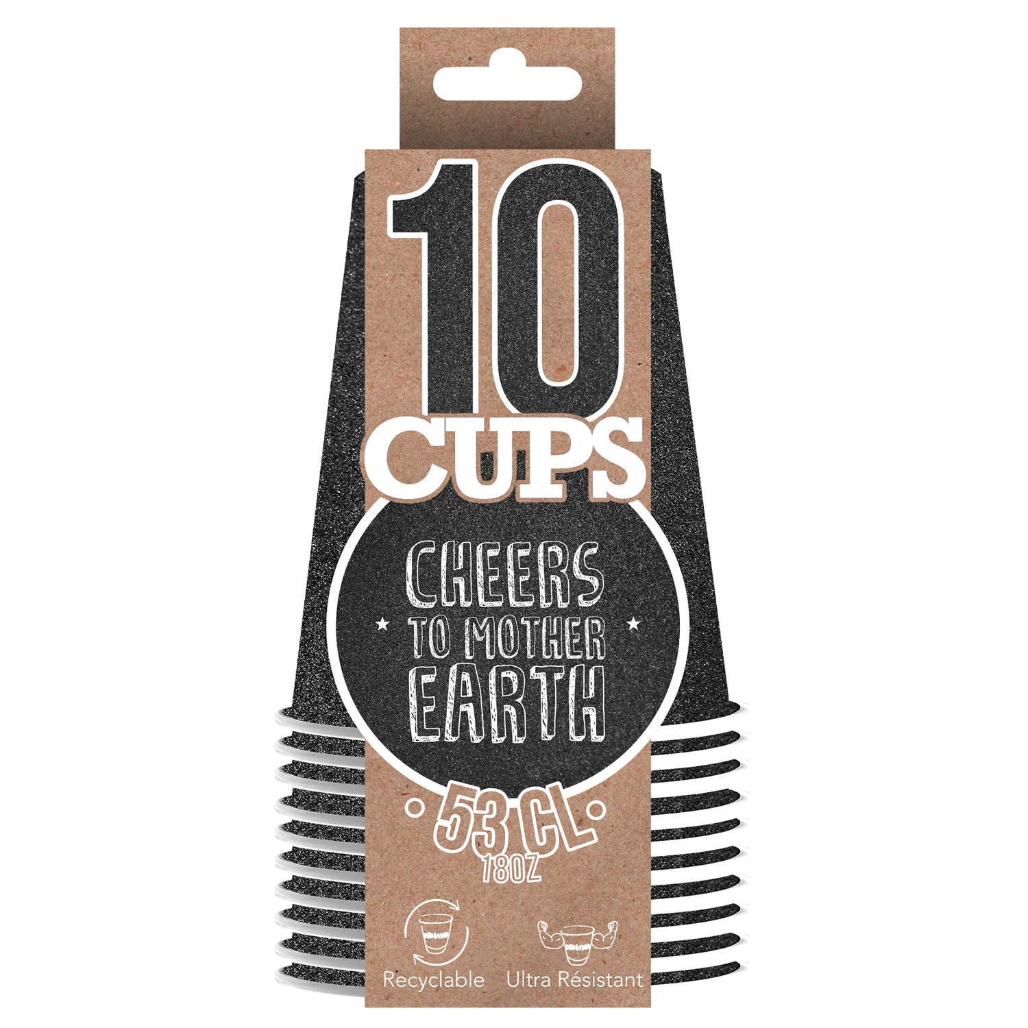 10 Gobelets Scintillants en Carton Noirs 53cl