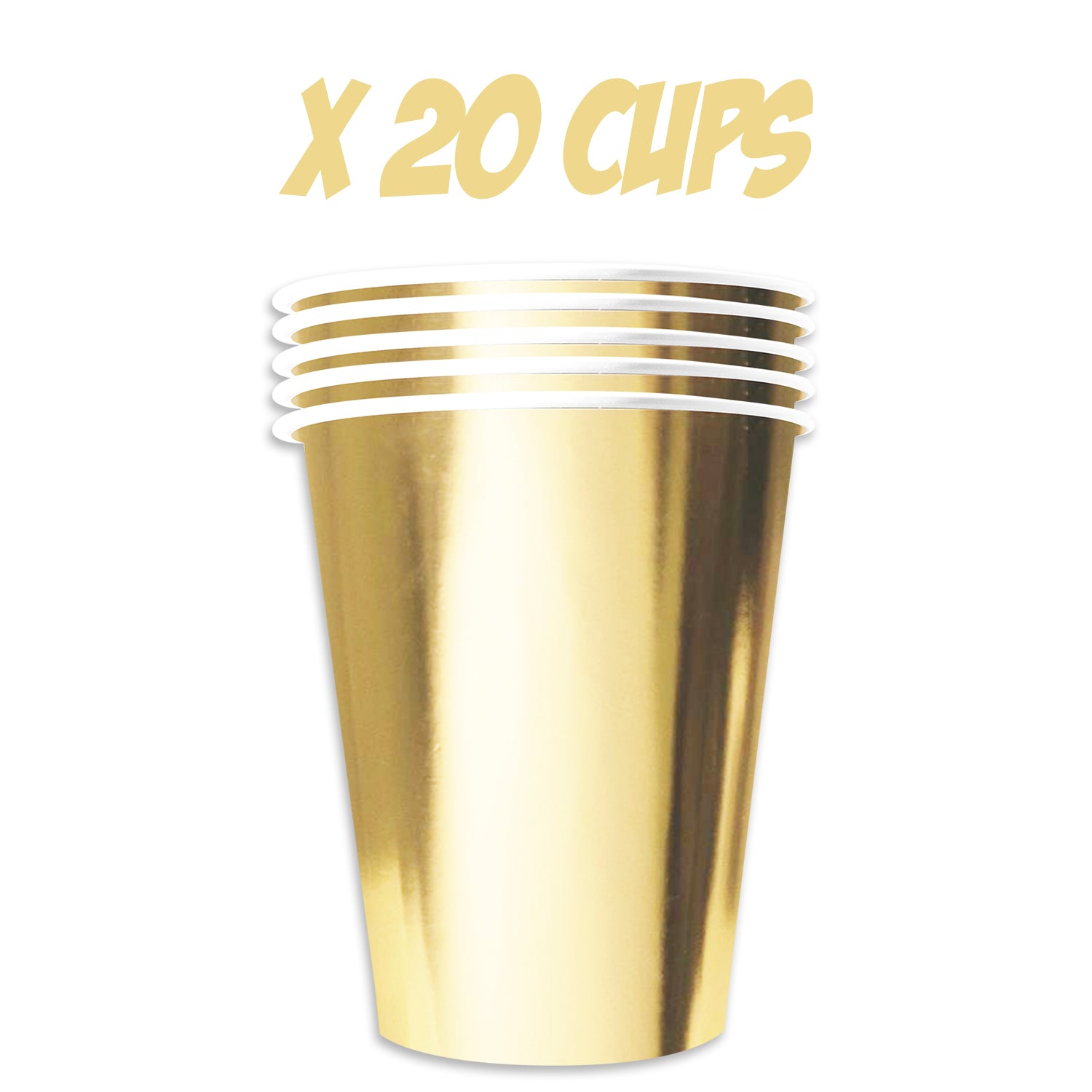 20 Paper Cups Dorés 53cl
