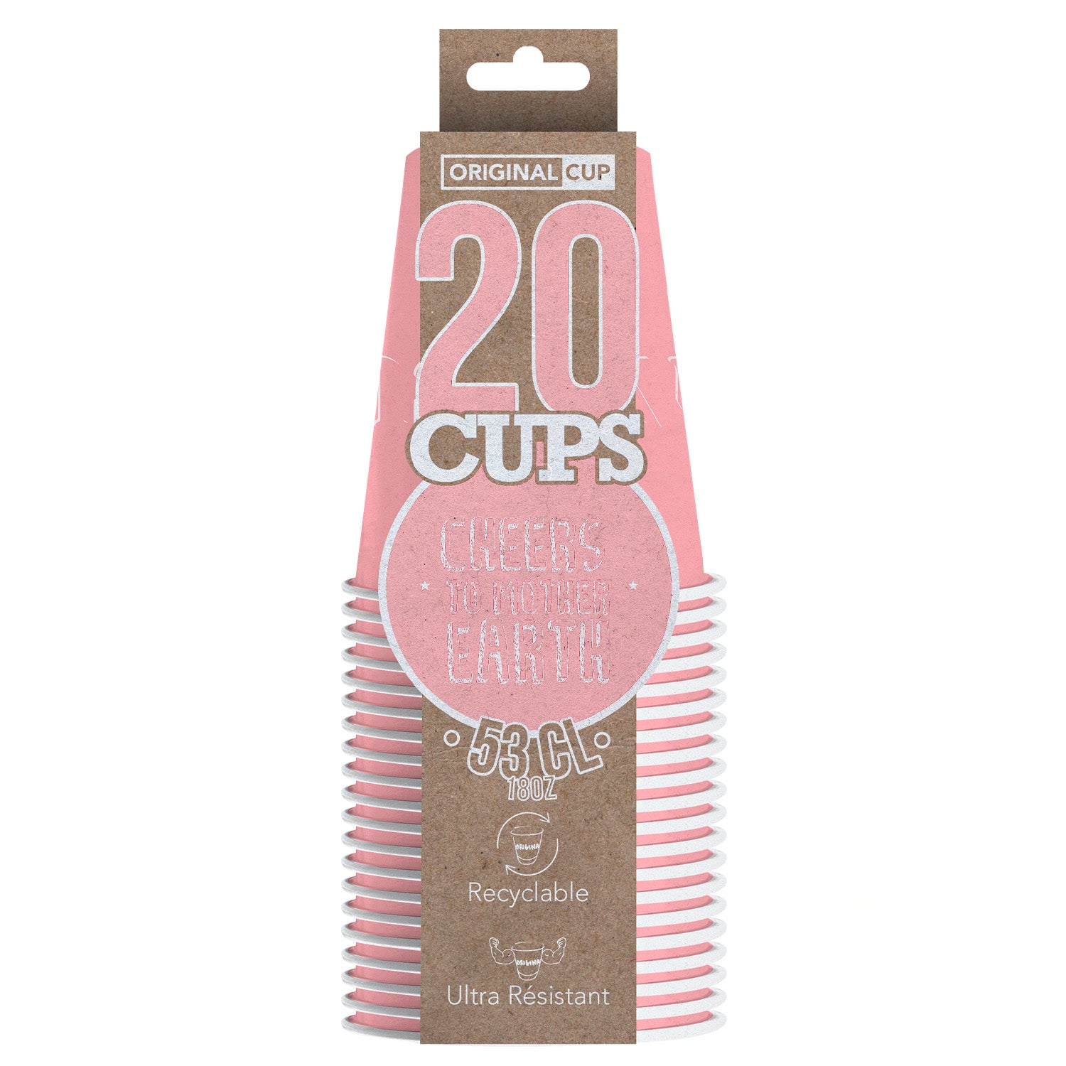 20 Paper Cups Roses Pastel 53cl