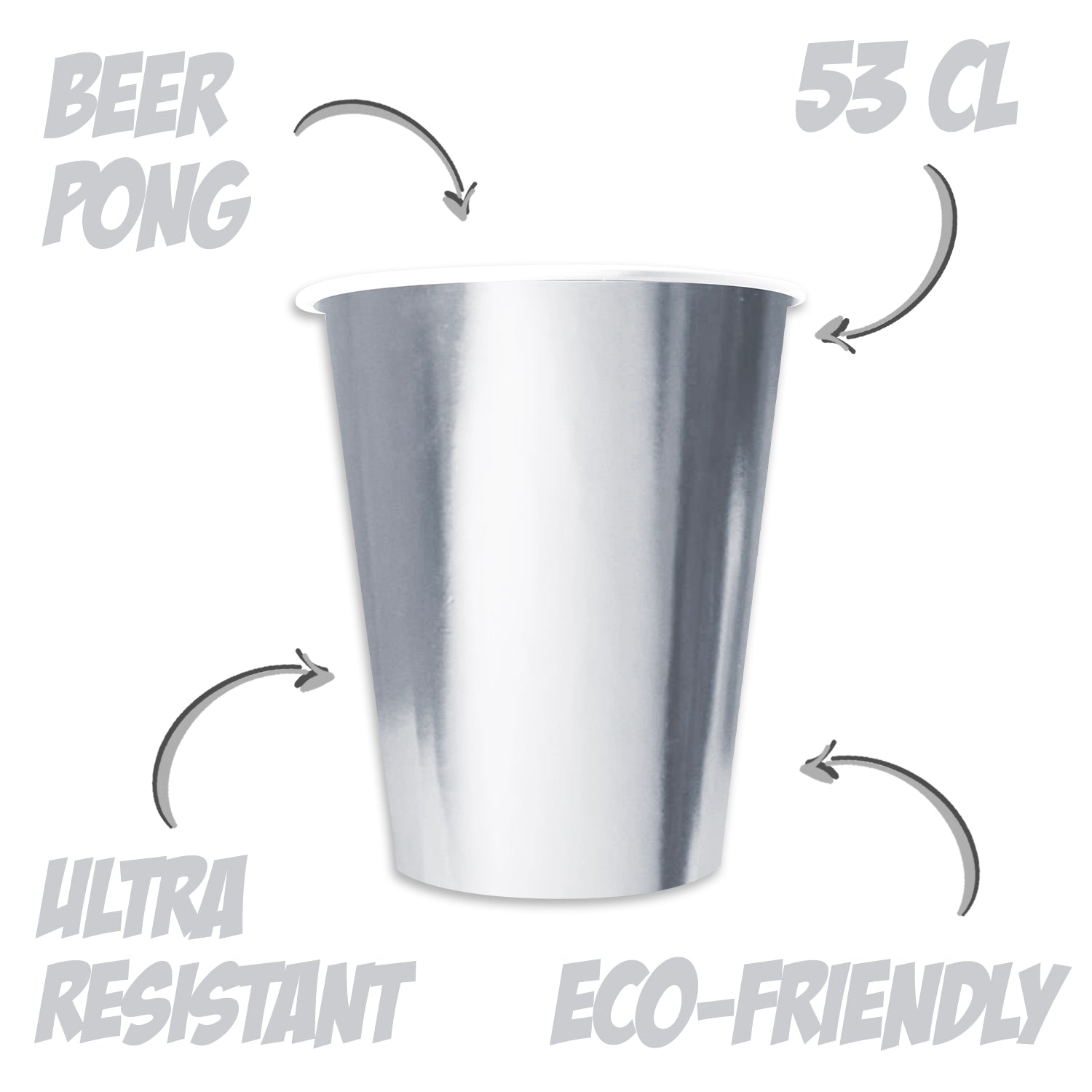 20 Paper Cups Argents 53cl